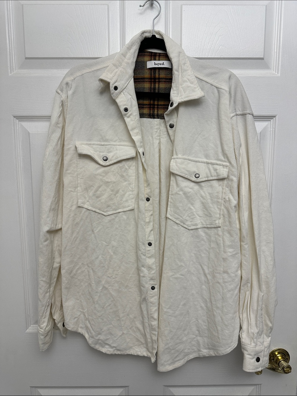 Cream Button-Front Lightweight Overshirt